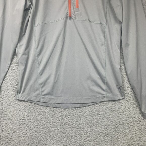 REI Quarter Zip Pullover Mens Medium Gray Orange Zipper Lightweight Hiking - Picture 3 of 16